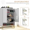 HOMCOM Shoe Cabinet, 12 Pairs Shoe Storage Cabinet with 2 Chevron Doors, Adjustable Shelf, Open Shelf and 6 Vents for Entryway, Hallway, White
