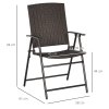 Outsunny Folding Garden Chairs Set of 4, PE Rattan Garden Dining Chairs with Armrests, High Back and Steel Frame, Weather Resistant Outdoor Dining Furniture for Patio, Balcony, Brown