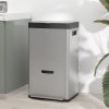 HOMCOM Kitchen Bin, 2 x 18L and 20L Volumes, Stainless Steel 3 Compartment Bin with Wheels, Soft Close Lid, Removable Inner Buckets, Fingerprint-Proof for Recycling and Waste, Silver Tone