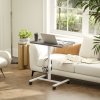 HOMCOM Height Adjustable Standing Desk, Pneumatic Sit Stand Desk for Laptop, Mobile Overbed Table with Wheels and Headphone Hook for Home Office