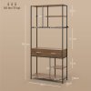 HOMCOM 5 Tier Bookcase, Industrial Book Shelf with 2 Drawers and Metal Frame, Bookshelf for Home Office, Study, Living Room, Brown