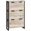 HOMCOM 3 Drawers Narrow Shoe Cabinet, 18 Pairs Shoe Storage Cupboard with 3 Flip Doors and Adjustable Shelves for Entryway, Hallway, Natural Wood-effect