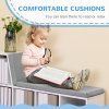 HOMCOM Bookcase Storage Shelf with Cushioned Reading Seat, Bookshelf Storage Cabinet for Study Living Room, White