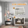 PawHut Cat Tree with Hidden Litter Box, 2-in-1 Floor-to-Ceiling Cat Litter Box Furniture with Cat House, Bed, Hammock, Scratching Posts and Platforms for Indoor Use - Grey
