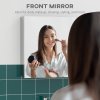 kleankin Bathroom Mirror Cabinet, Stainless Steel Wall-Mounted Bathroom Storage Cabinet with 2 Hinged Doors and Shelves for Laundry Room, 54W x 60Hcm, Silver
