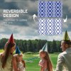 Outsunny Reversible Outdoor Rug with Carry Bag, Waterproof Plastic Straw Mat for Garden, Deck, RV, Picnic, Beach, Camping, 182 x 274cm, Blue and White