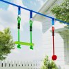 AIYAPLAY Zip Line Kit for Kids, 10-Piece Outdoor Obstacle Course for Kids, 10m Kids Slackline Kit with Monkey Bars, Swing, Climbing Ladder, Hanging Tray, Metal Rings, Gripping Balls, Multicoloured