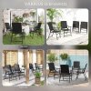 Outsunny Folding Garden Chairs Set of 4, PE Rattan Garden Dining Chairs with Armrests, High Back and Steel Frame, Weather Resistant Outdoor Dining Furniture for Patio, Balcony, Black