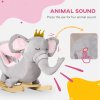 HOMCOM Baby Rocking Horse Plush Ride On Elephant Rocker with Sound Safety Belt Toddler Toy for 18 - 36 Months