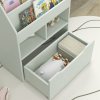 HOMCOM Kids Bookshelf with Storage Drawer, Children's Bookcase with Wheels, Toy Organiser for Bedroom, Playroom - Green