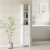 kleankin Slim Bathroom Storage Unit with Open Compartment, Bathroom Storage Cabinet with Adjustable Shelf, 34 x 23 x 165 cm, White