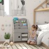 AIYAPLAY Kids Storage Units, Toy Organiser with 2 Storage Boxes, 4 Tier Bookshelf, Cabinet, for Playroom, Bedroom, Kid Room, Living Room, 67 x 29 x 98cm, Light Grey