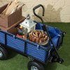 Outsunny Garden Trolley Cart, Heavy Duty Festival Trolley with Removable Liner, Quick-Release Sides, 10