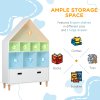 HOMCOM Kids Wooden Bookshelf Chest and Toy Storage Unit w/ Drawer, Children's Bookcase Organizer Cabinet Blue/Pink