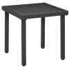 Outsunny Garden Side Table, 51x51cm Square Patio Coffee Table with Umbrella Hole, End Table with Steel Frame for Balcony, Grey