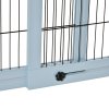 PawHut Freestanding Dog Gate, Foldable Pet Fence, Indoor Wood Barrier, Stair Gate with Support Feet, for Doorway, Hallway, Small and Medium Dogs, 69H x 104-183 cm, Blue-grey