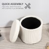 HOMCOM 40cm Round Storage Ottoman, Corduroy Footstool with Removable Lid and Legs, Vanity Stool for Living Room, Bedroom