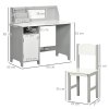HOMCOM Kids Desk And Chair Set 2 PCs Childrens Table And Chair Set Multi Use Toddler Furniture with Whiteboard, Storage - Grey