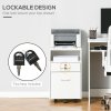 Vinsetto Mobile File Cabinet Lockable Storage Unit Cupboard for A4 Letter Home Filing Furniture for Office, Bedroom and Living Room, 39x40x65cm, White