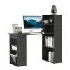 HOMCOM 120cm Computer Desk, Wooden PC Laptop Table with 6-Tier Storage Bookshelves, Home Office Working Study Desk, Writing Workstation, Black