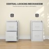HOMCOM 2 Drawer Filing Cabinet, Vertical File Cabinet with Adjustable Hanging Bar for A4 and Letter Size, Steel Printer Stand for Home Office, Cream White