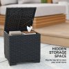 Outsunny Set of 2 Rattan Storage Ottoman, Outdoor Footstool with Removable Cushions, Garden Storage Seat for Balcony, Porch, Living Room, Cream White