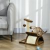 PawHut Cat Tree, Cat Tower for Kittens with Rotatable Top Bar, Sisal Scratching Post, Tunnel, Dangling Balls - Brown
