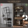 HOMCOM 5 Tier Bookcase, Industrial Book Shelf with 2 Drawers and Metal Frame, Bookshelf for Home Office, Study, Living Room, Brown