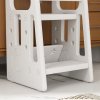 HOMCOM Kids Step Stool, Adjustable Standing Platform, Toddler Kitchen Stool, Standing Tower for Kids, Kitchen Counter with Three Adjustable Heights - White