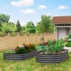 Outsunny Set of 2 Raised Beds for Garden, Outdoor Galvanised Planter Box with Plant Support Stakes, Rubber Strap Edging and Bottomless for Flower, Vegetable, 181 x 93 x 30 cm, Dark Grey