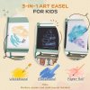 AIYAPLAY Kids Easel with Paper Roll, 3 in 1 Art Easel for Children, with Blackboard, Whiteboard, Storage Baskets, Green