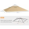 Outsunny 3 x 4m Gazebo Canopy Replacement Covers, Garden Gazebo Roof Replacement with Vents and Drain Holes, TOP COVER ONLY