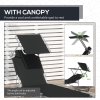 Outsunny Outdoor Foldable Sun Lounger, 4 Level Adjustable Backrest Reclining Sun Lounger Chair with Angle Adjust Sun Shade Awning for Beach, Garden, Patio, Black