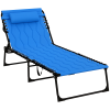 Outsunny Foldable Sun Lounger Set with 5-level Reclining Back, Outdoor Tanning Chairs Sun Loungers with Build-in Padded Seat, Side Pocket, Headrest for Beach, Patio, Blue