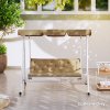 Outsunny 3 Seater Bench Pad, Garden Chair Cushion with Back and Ties for Indoor and Outdoor Use, 98 x 150 cm, Khaki