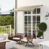 Outsunny 2.5m x 2m Retractable Awning, DIY Garden Awning Canopy, Anti-UV Sun Shade Shelter with Aluminium Frame and Crank Handle, Khaki