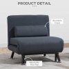 HOMCOM Linen Chair Bed, 3-in-1 Convertible Sleeper Chair with Adjustable Backrest, Pillow, for Living Room, Bedroom