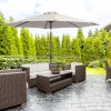Outsunny 3(m) Garden Parasol Umbrellas, Outdoor Sun Shade with 8 Ribs, Tilt and Crank Handle for Balcony, Bench, Garden, Light Grey