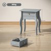HOMCOM French Style Side Table with Drawer, End Table with Curved Legs, Bedside Table for Living Room, Bedroom, Grey