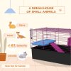 PawHut Guinea Pig Cage Chinchillas Rabbit Small Animal Cage with Ramp, Dish, Water Bottle, 71 x 46 x 47cm, Black