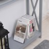 HOMCOM Console Table Hallway Desk w/Storage Shelf, X Design for Living Room Entryway, Grey