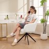 HOMCOM 360 Degree Swivel Accent Chair, Teddy Fleece Fabric Armchair, Upholstered Tufted Vanity Chair with Steel Legs for Living Room, Bedroom, Home Office, White
