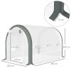 Outsunny 3 x 2(m) Walk-in Polytunnel Greenhouse with Upgraded Structure, Zipped Roll Up Mesh Door, 6 Mesh Windows, Tunnel Warm House Tent with PE Cover, 6 Plant Labels and Gloves, White