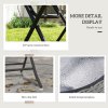 Outsunny Folding Rattan Garden Dining Table, 68 cm Round Rattan Garden Table with Water Ripple Tempered Glass Top, Wicker Edging  and Steel Frame for Outdoor, Patio, Grey
