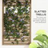 Outsunny Set of 2 Wall Mounted Plant Stand with Trellis, 170cm Wooden Plant Rack with Hanging Planter Shelves and Slatted Trellis for Climbing Plants, for Patio, Balcony, Porch, Natural