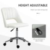 Vinsetto Mid Back Office Chair, Velvet Fabric Swivel Scallop Shape Computer Desk Chair for Home Study Bedroom, Cream White