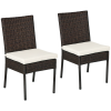 Outsunny 2 Pieces PE Rattan Garden Chairs with Cushion, Patio Wicker Dining Chairs with Backrest for Patio, Deck, Garden, Brown