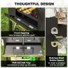 Outsunny Charcoal BBQ Grill with Height Adjustable Charcoal Pan, Portable Barbecue Smoker with Warming Rack, 3 Shelves, Temperature Gauge, Wheels, Bottle Opener for Outdoor Cooking Garden Party