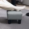 HOMCOM Faux Leather Footstool, Small Foot Rest, Rectangle Sofa Stool for Bedroom Living Room, Grey