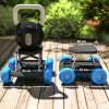 Outsunny Garden Cart with Wheels, Garden Stool Trolley with Tool Tray, Rolling Garden Seat for Weeding, Planting, Blue